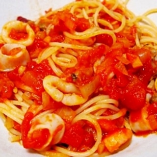 お手軽☆魚介のトマトソーススパゲッティ